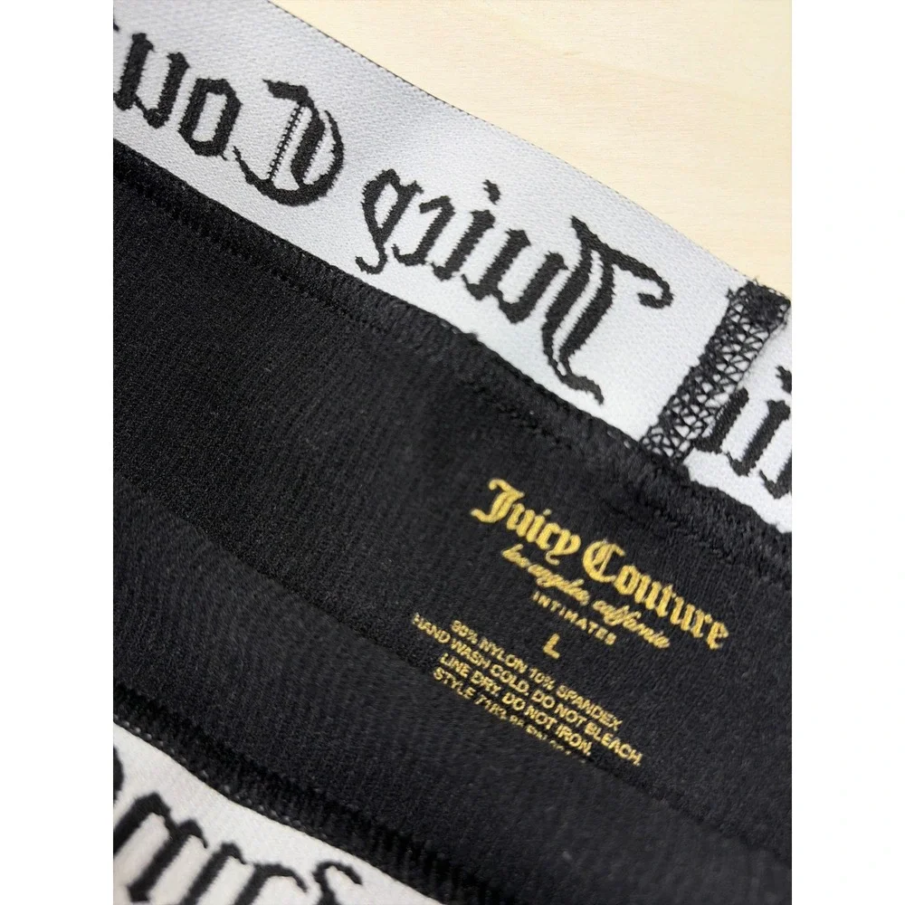 Juicy‎ Couture Intimates Black Logo Waistband Boyshort Panties Large